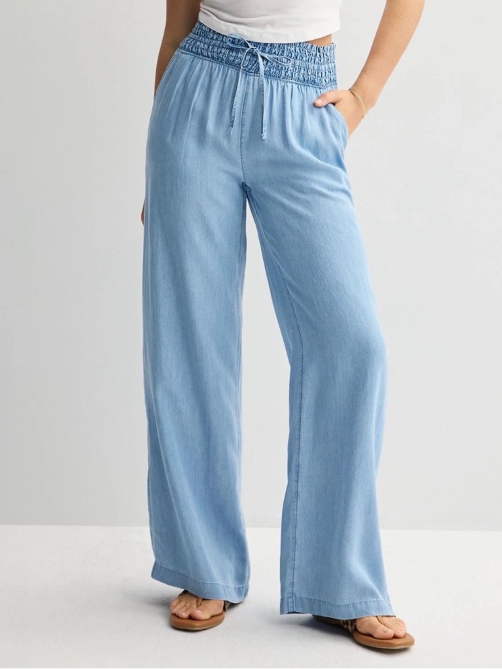 SO Sky Blue Smocked Pants